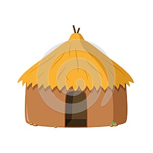 Vector illustration of a traditional Masaai mud hut in cartoon style isolated on white background. photo