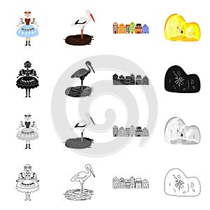 Vector illustration of traditional and tour logo. Set of traditional and landmarks stock vector illustration.