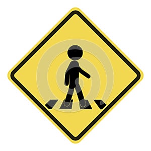 Vector illustration of traffic rectangle sign for zebra cross, pedestrian road crossing, pelican walk zone in black and yellow