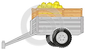 Vector illustration of the trailor with cargo from fruit photo