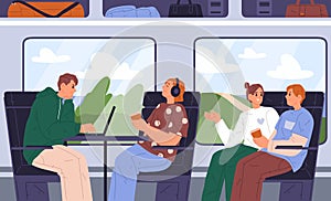 Vector illustration of train journey interior