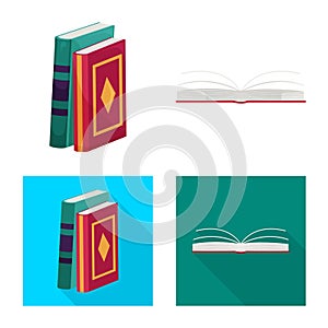 Vector illustration of training and cover icon. Set of training and bookstore stock vector illustration.