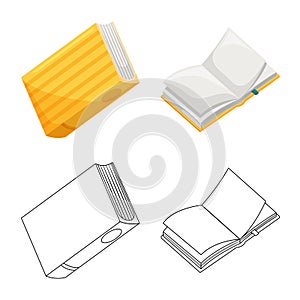 Vector illustration of training and cover sign. Set of training and bookstore stock symbol for web.