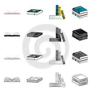 Vector illustration of training and cover sign. Set of training and bookstore stock vector illustration.