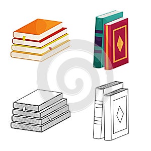 Vector illustration of training and cover sign. Set of training and bookstore stock vector illustration.