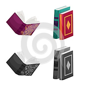 Vector illustration of training and cover symbol. Set of training and bookstore stock vector illustration.