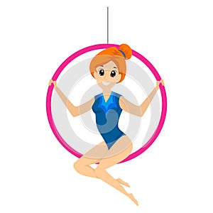 Vector Illustration of a Trapeze Girl sitting on the Ring