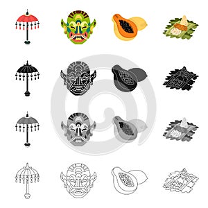 Vector illustration of  and travel symbol. Set of  and traditional stock symbol for web.