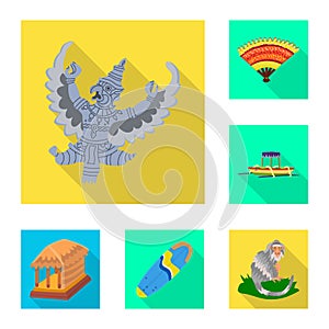 Vector illustration of travel and tourism logo. Collection of travel and island vector icon for stock.