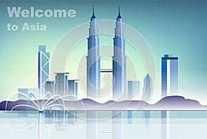 Vector illustration travelling and holidays to Asia