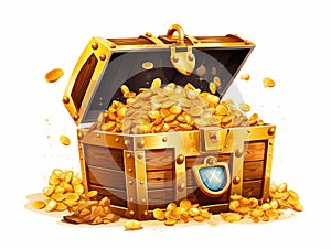 vector illustration of treasure chest full of gold