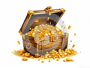 vector illustration of treasure chest full of gold