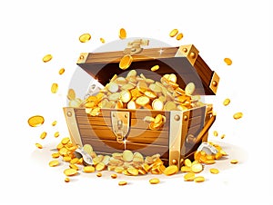 vector illustration of treasure chest full of gold