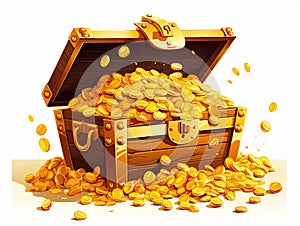 vector illustration of treasure chest full of gold