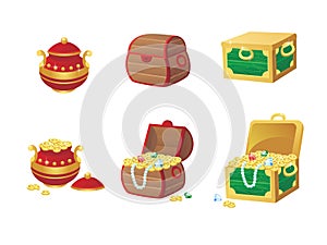 Vector illustration of treasure chest full of gold