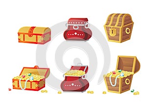 Vector illustration of treasure chest full of gold