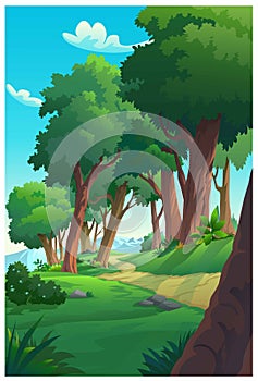 Vector illustration of a tree and graphic of jungle