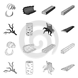 Vector illustration of tree and raw symbol. Set of tree and construction vector icon for stock.