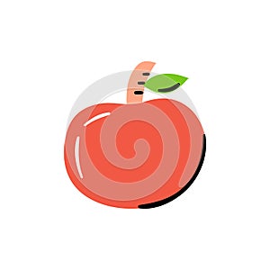 Vector illustration with trendy cartoon style red apple icon