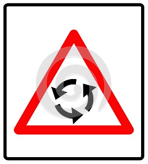 Vector illustration of triangle traffic sign for roundabout