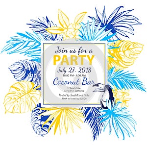 Vector illustration Tropical floral summer party poster invitation