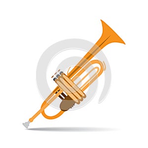 Vector illustration of trumpet in flat style