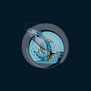 Vector illustration of tuna fishing