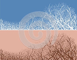 Vector illustration of twigs in two color variants