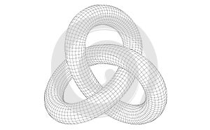 Vector illustration of twisted torus knot with wire mesh