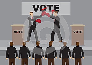 Election Candidate Fighting on Stage Cartoon Vector Illustration photo