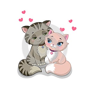Vector illustration of two cats in love.