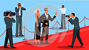 Vector illustration of two celebrity on the red carpet