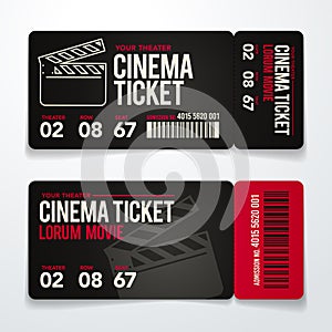 Vector illustration two cinema tickets design template set