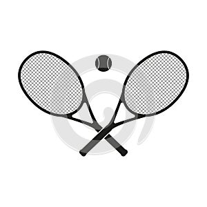 Vector illustration of two crossed tennis rackets. Isolated.