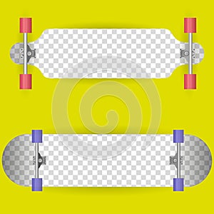 Vector illustration of the two longboard. Isolated on yellow.