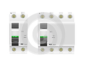 Vector Illustration of Two Pole and Four Pole Residual Current Circuit Breaker photo