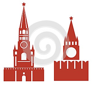 Vector illustration of two variations of spasskaya tower and req photo