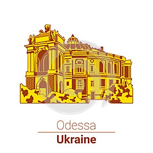 Vector illustration. Ukraine. Odessa. Opera house, theater