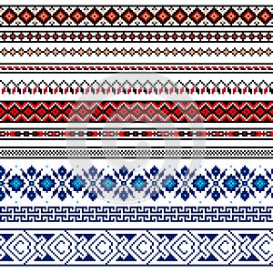 Vector illustration of Ukrainian folk seamless pattern ornament. Ethnic ornament. Border element.