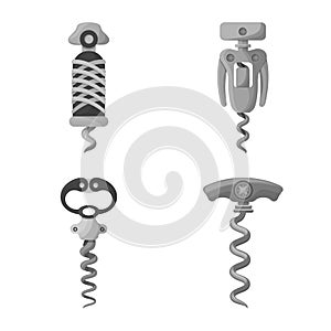 Vector design of uncork and household symbol. Set of uncork and equipment vector icon for stock. photo