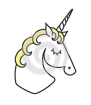 Vector illustration of unicorn. Logo. Cartoon style