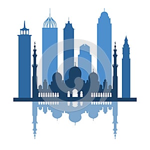 Vector illustration of United Arab Emirates skyscrapers silhouette. Dubai and Abu dhabi buildings.