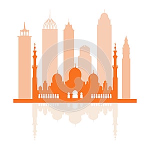 Vector illustration of United Arab Emirates skyscrapers silhouette. Dubai and Abu dhabi buildings.