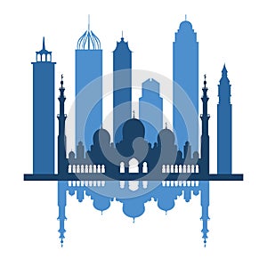 Vector illustration of United Arab Emirates skyscrapers silhouette. Dubai and Abu dhabi buildings.