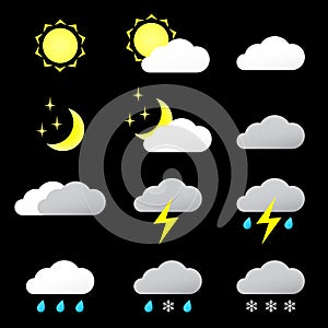Vector illustration universal of color icons Weather.