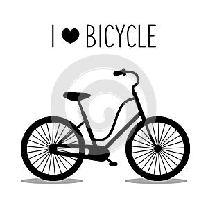 Vector illustration of urban hipster bicycle in trendy flat style with text I Love Bicycle.