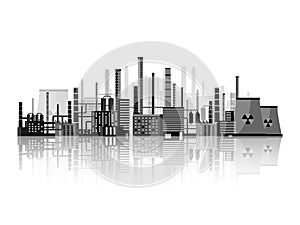 Vector illustration. Urbanisation industrial revolution. Pipe. Air pollution. Oil and gas fuel. EPS10 format.