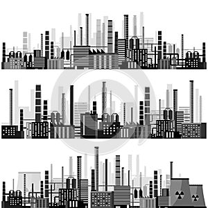 Vector illustration. Urbanisation industrial revolution. Pipe. Air pollution. Oil and gas fuel. EPS10 format.