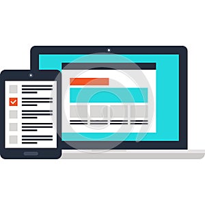 usability evaluation flat web icon concept