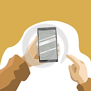 Vector Illustration uses a mobile phone for your design